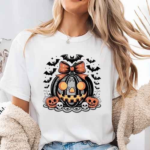 Halloween Pumpkin with Bow T Shirt Design