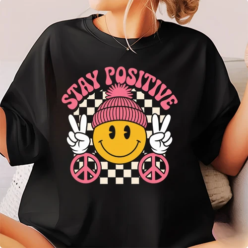 Stay Positive Groovy T Shirt Design