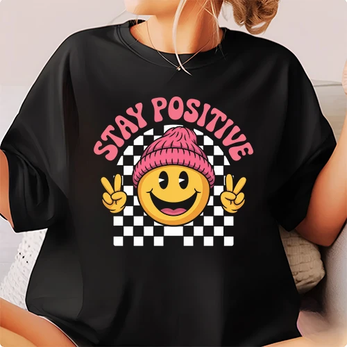 Stay Positive Groovy T Shirt Design