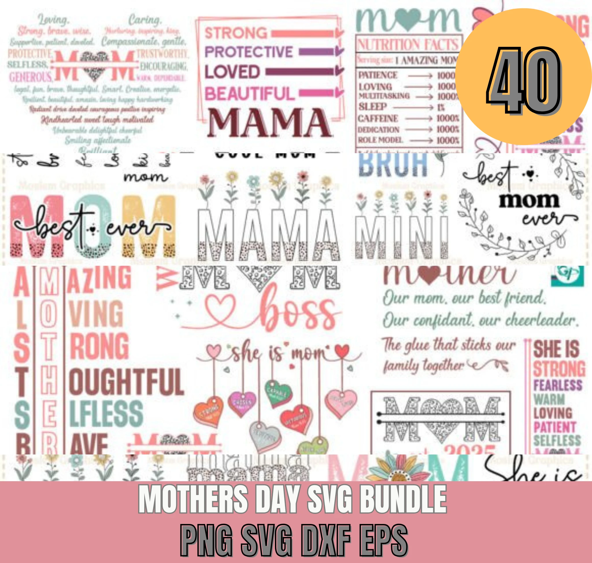 Mother’s Day SVG Bundle | Cute Cut Files for Cricut & Silhouette