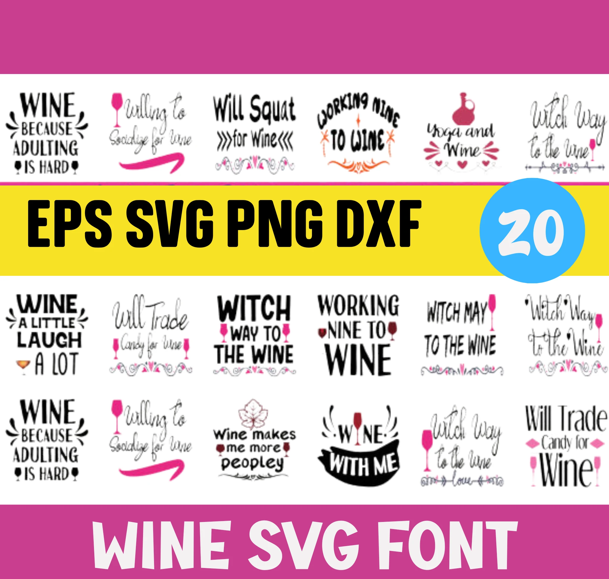Wine SVG Bundle | Funny Quotes & Cut Files for Cricut & Silhouette