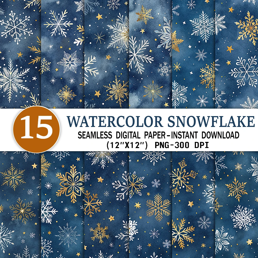 Snowflake Seamless Pattern Digital Paper