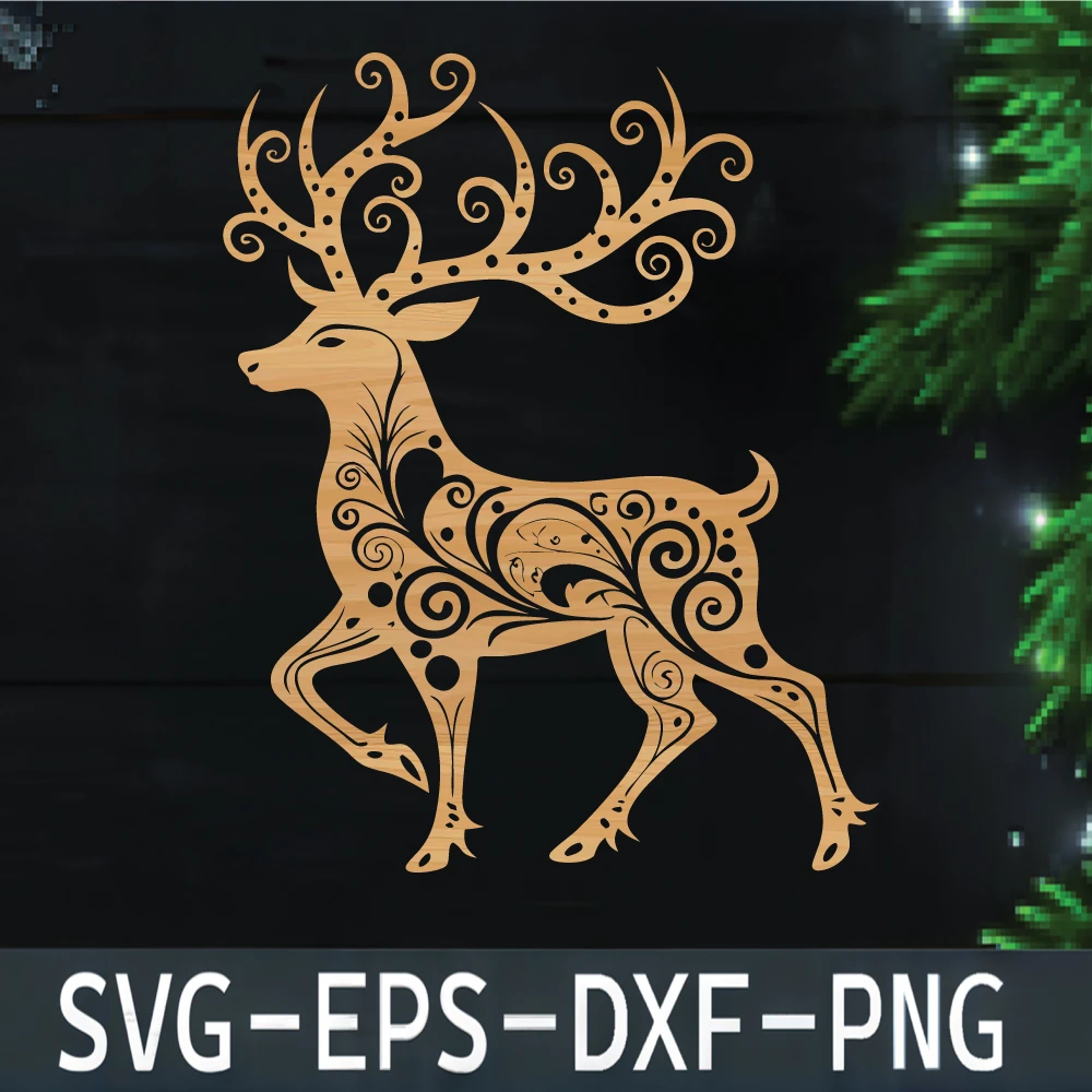 Christmas Deer Laser Cut Design