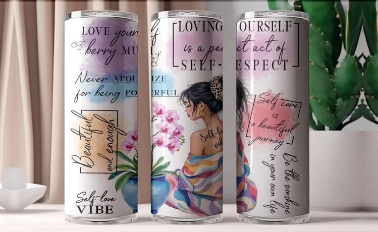 Love Yourself |Positive Quotes |Mental Health | Girl Tumbler