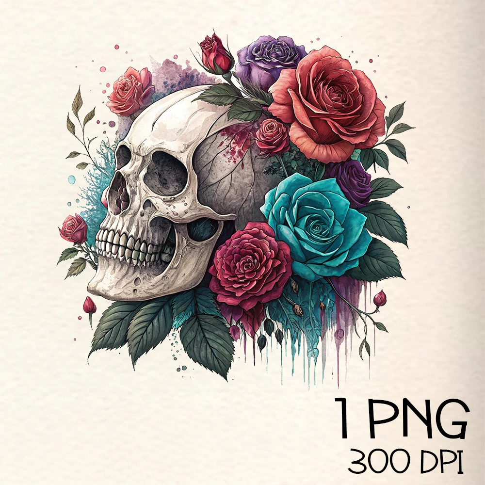Floral Skull Png clipart