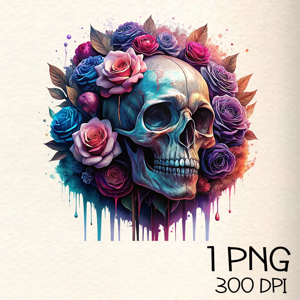Floral Skull Png clipart
