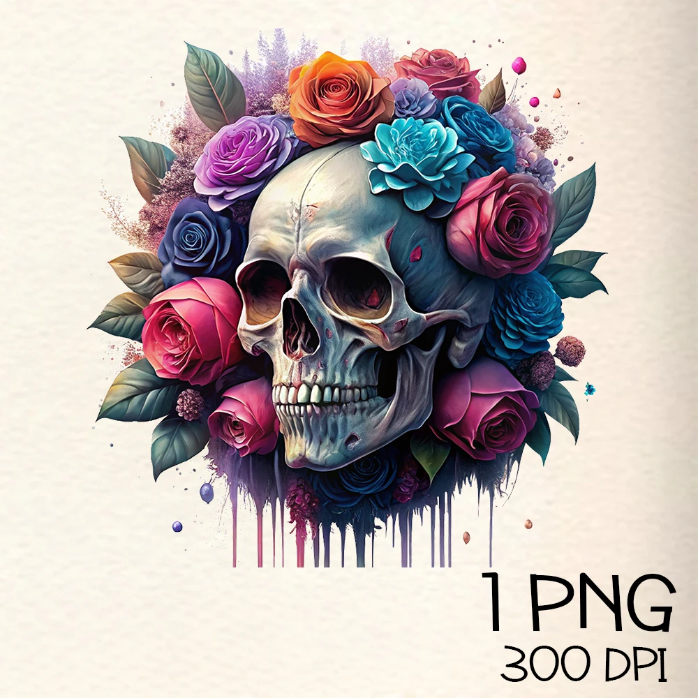 Floral Skull Png clipart