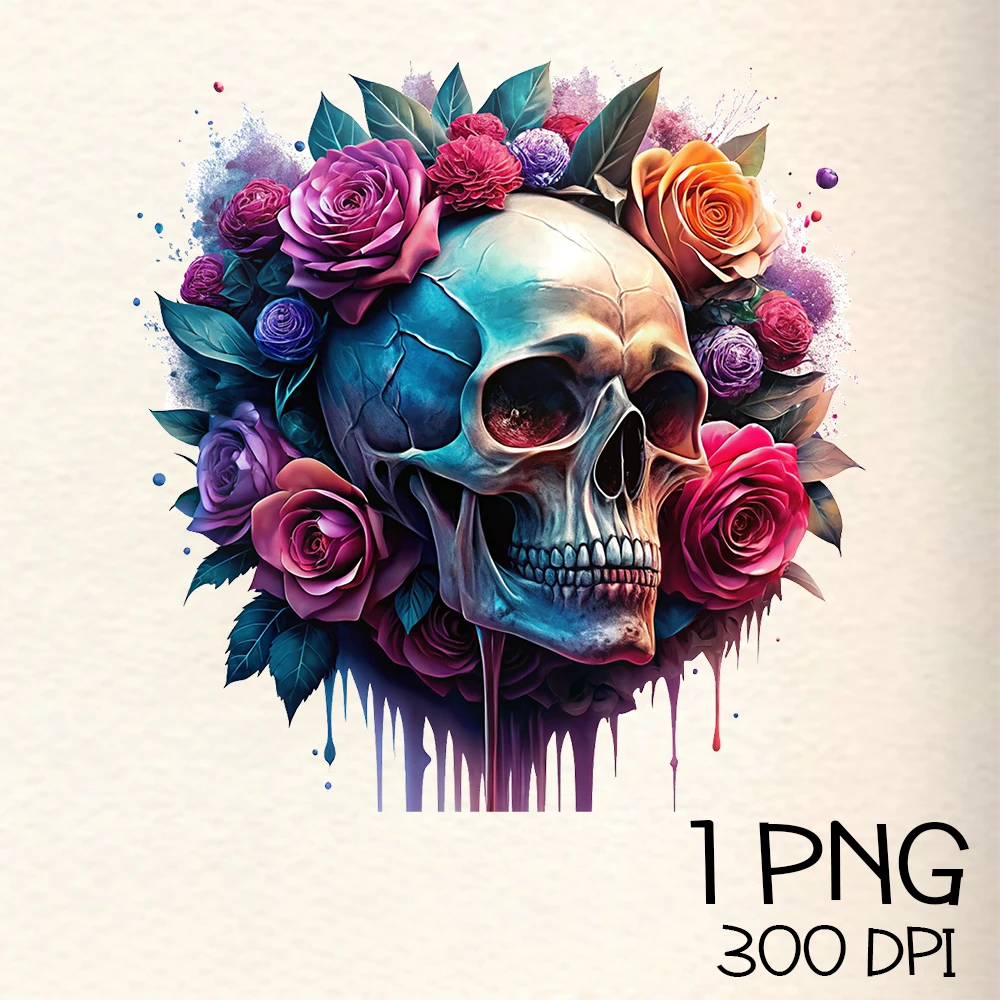 Floral Skull Png clipart