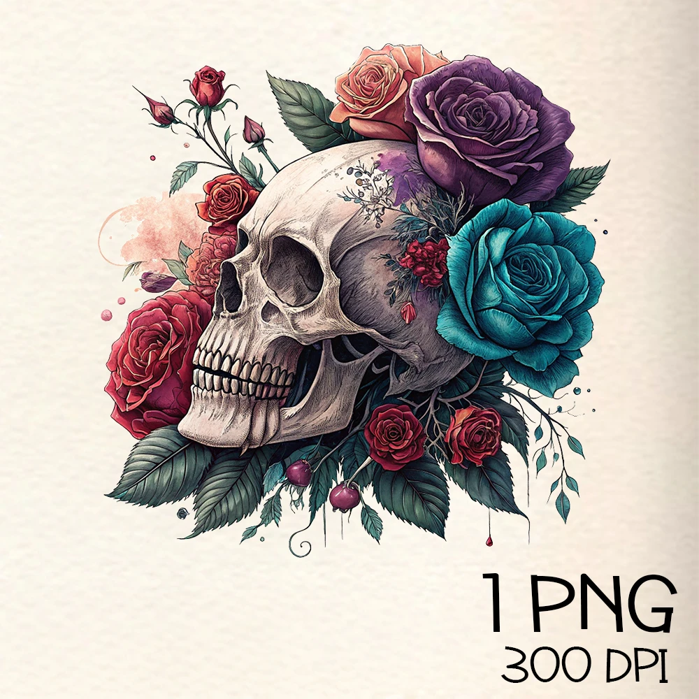 Floral Skull Png clipart