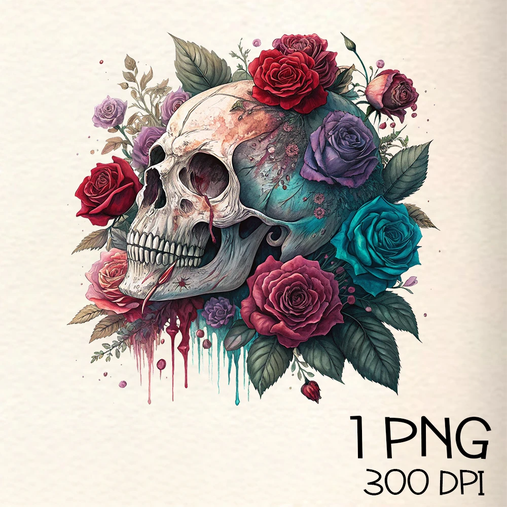Floral Skull Png clipart