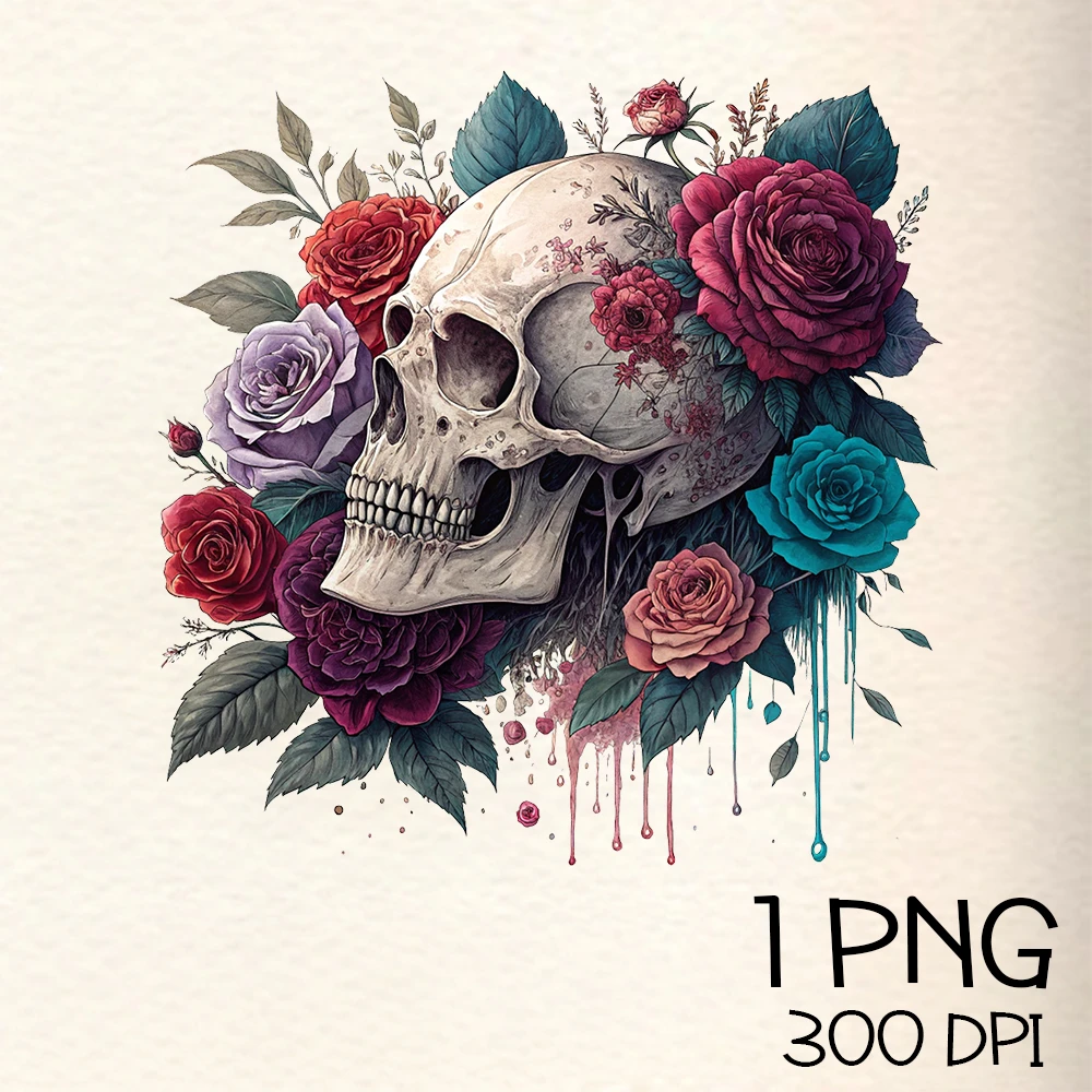 Floral Skull Png clipart