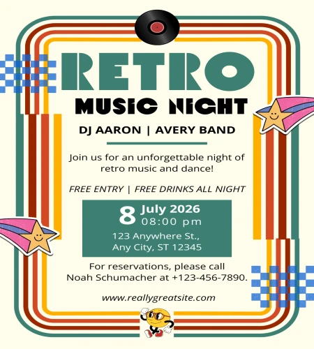 Retro Music Party Invite